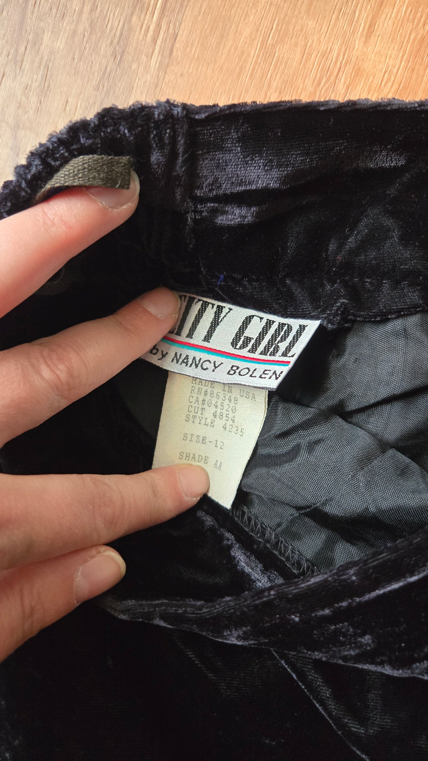 City Girl black velvet miniskirt