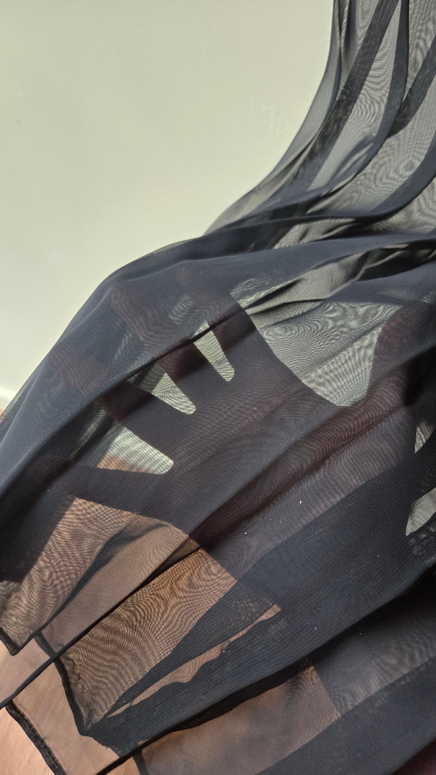 Sheer black pleated palazzo pants