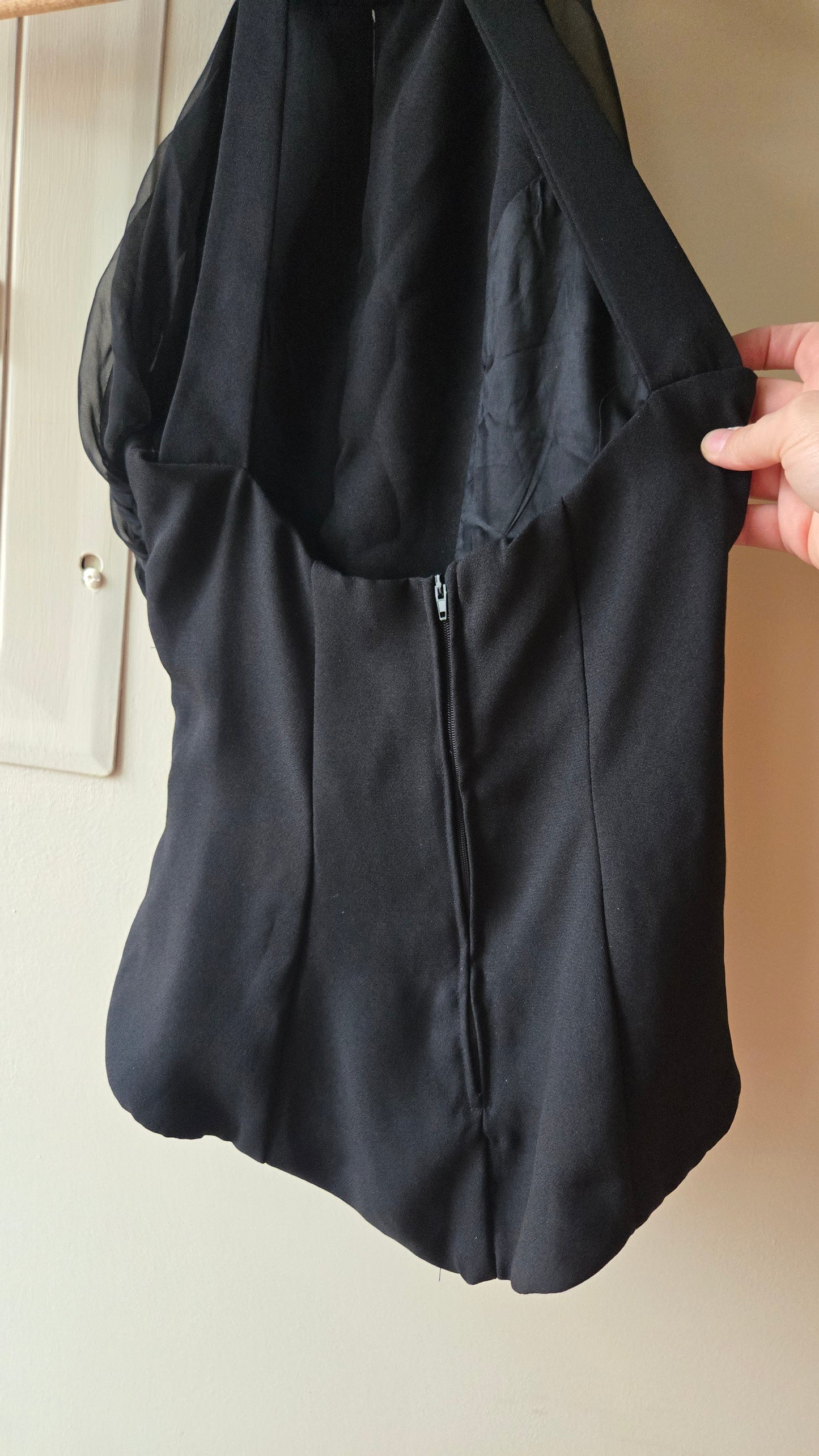 Sheer detail halter top w gold buttons