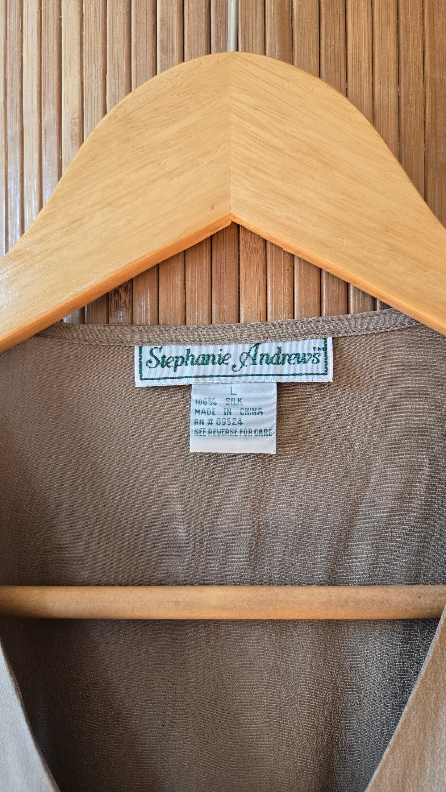 Stephanie Andrews taupe silk vest