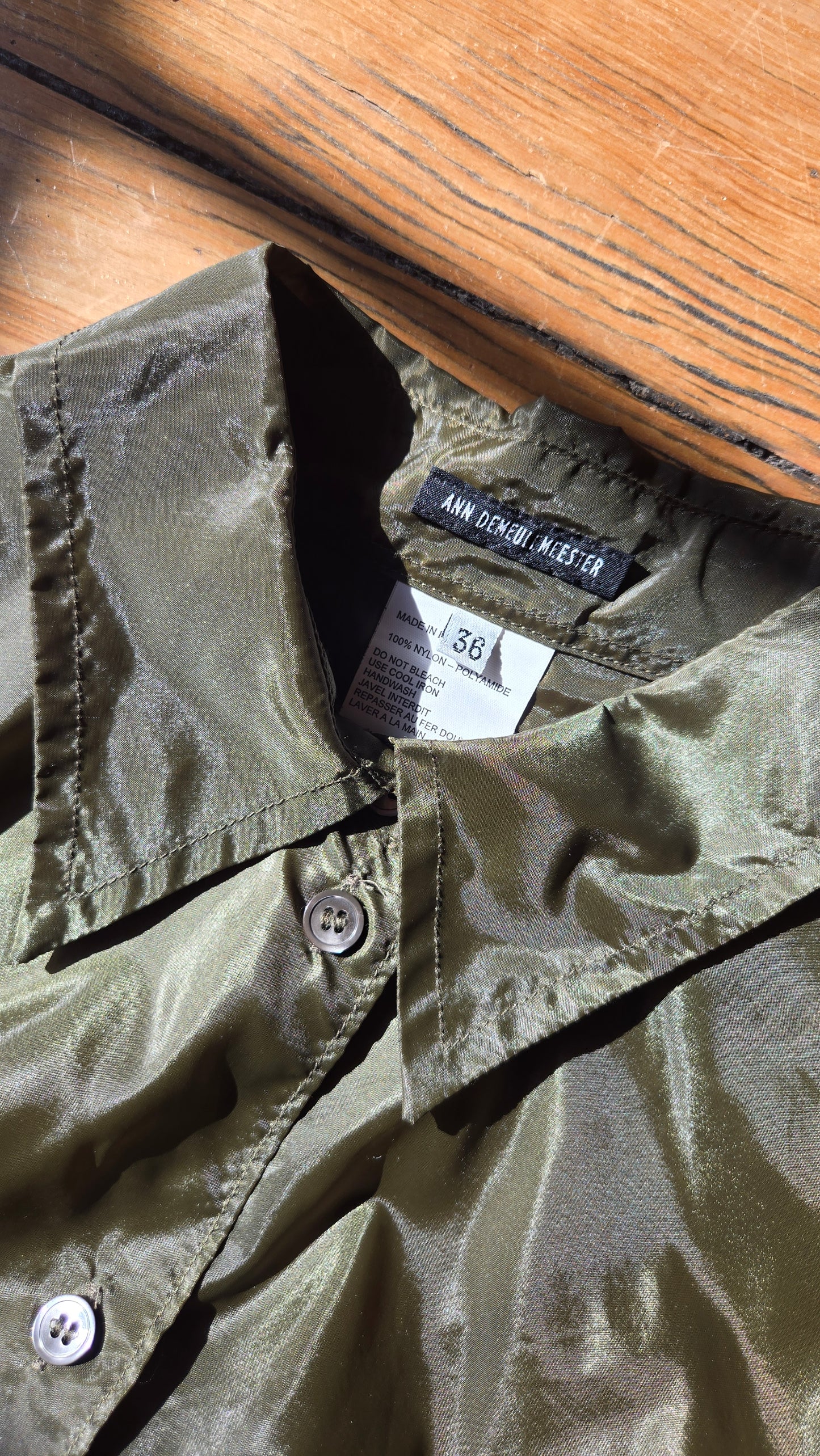 Ann Demeulemeester olive nylon blouse