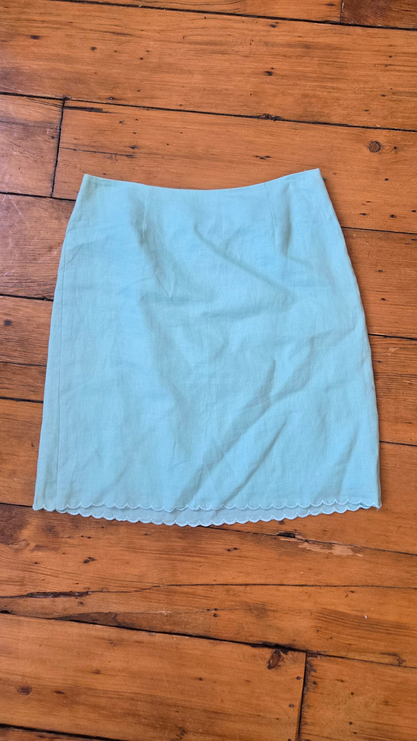 Grace sky blue linen scallop skirt