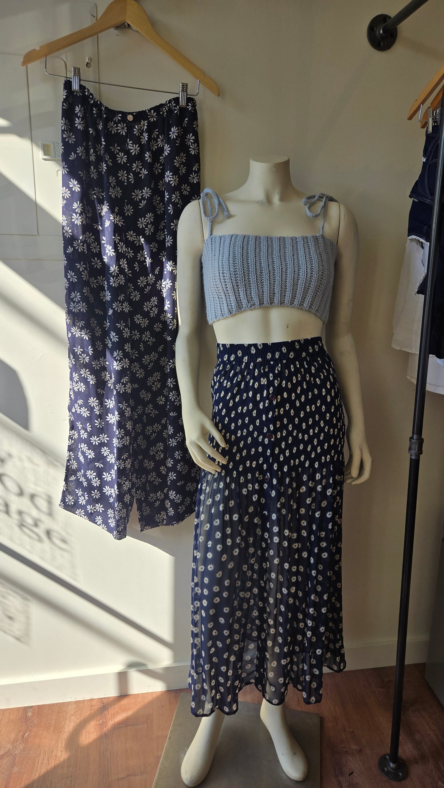 Homemade blue crochet bandeau
