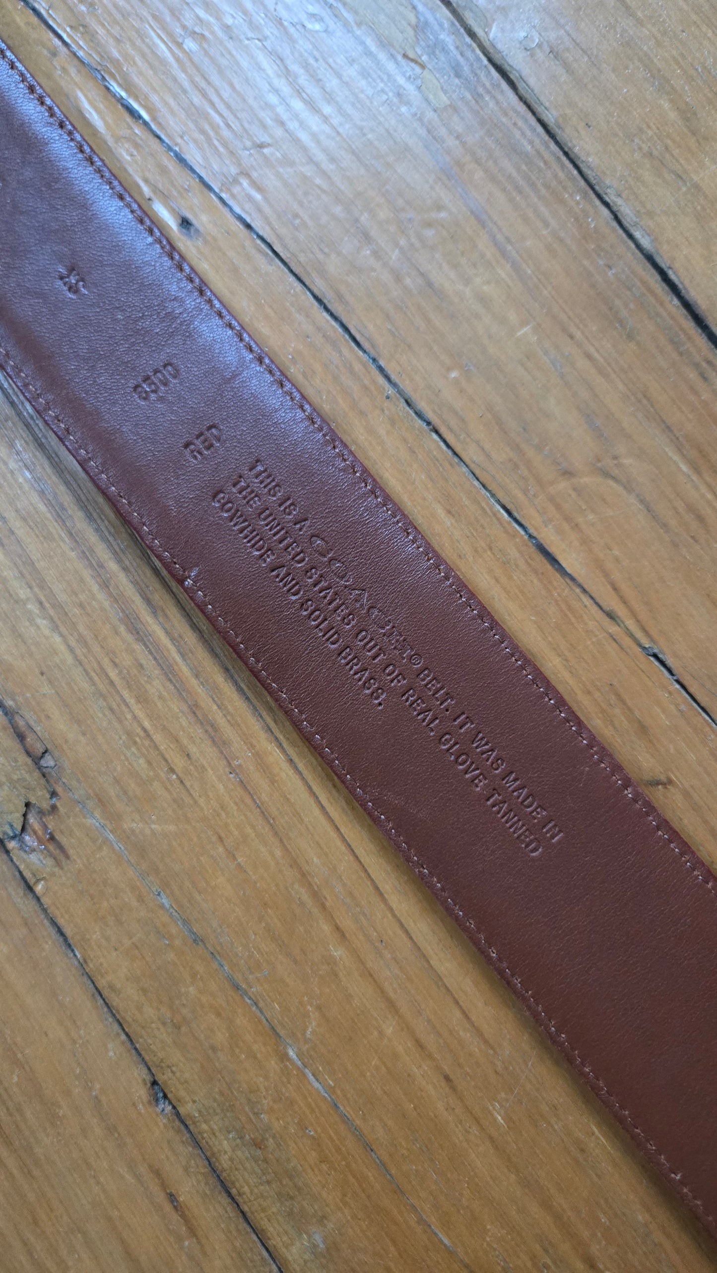 Coach red leather belt