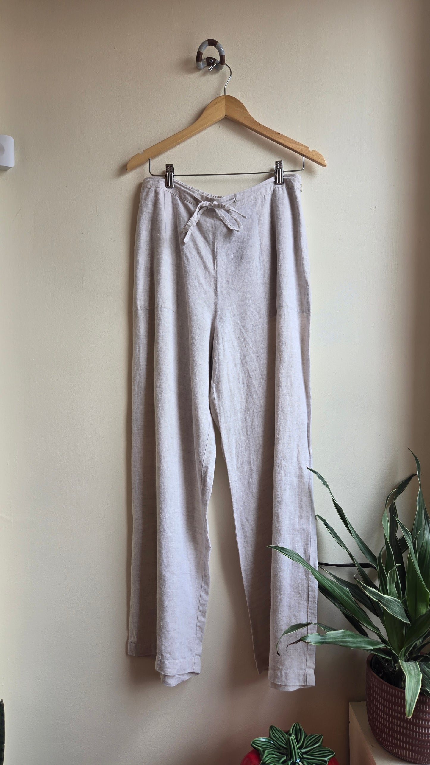 Units oatmeal linen drawstring pants
