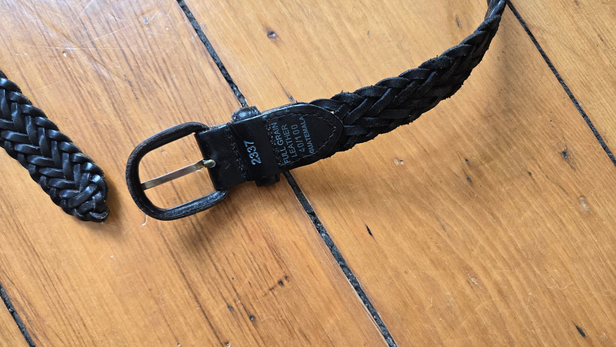 Black woven full grain belt