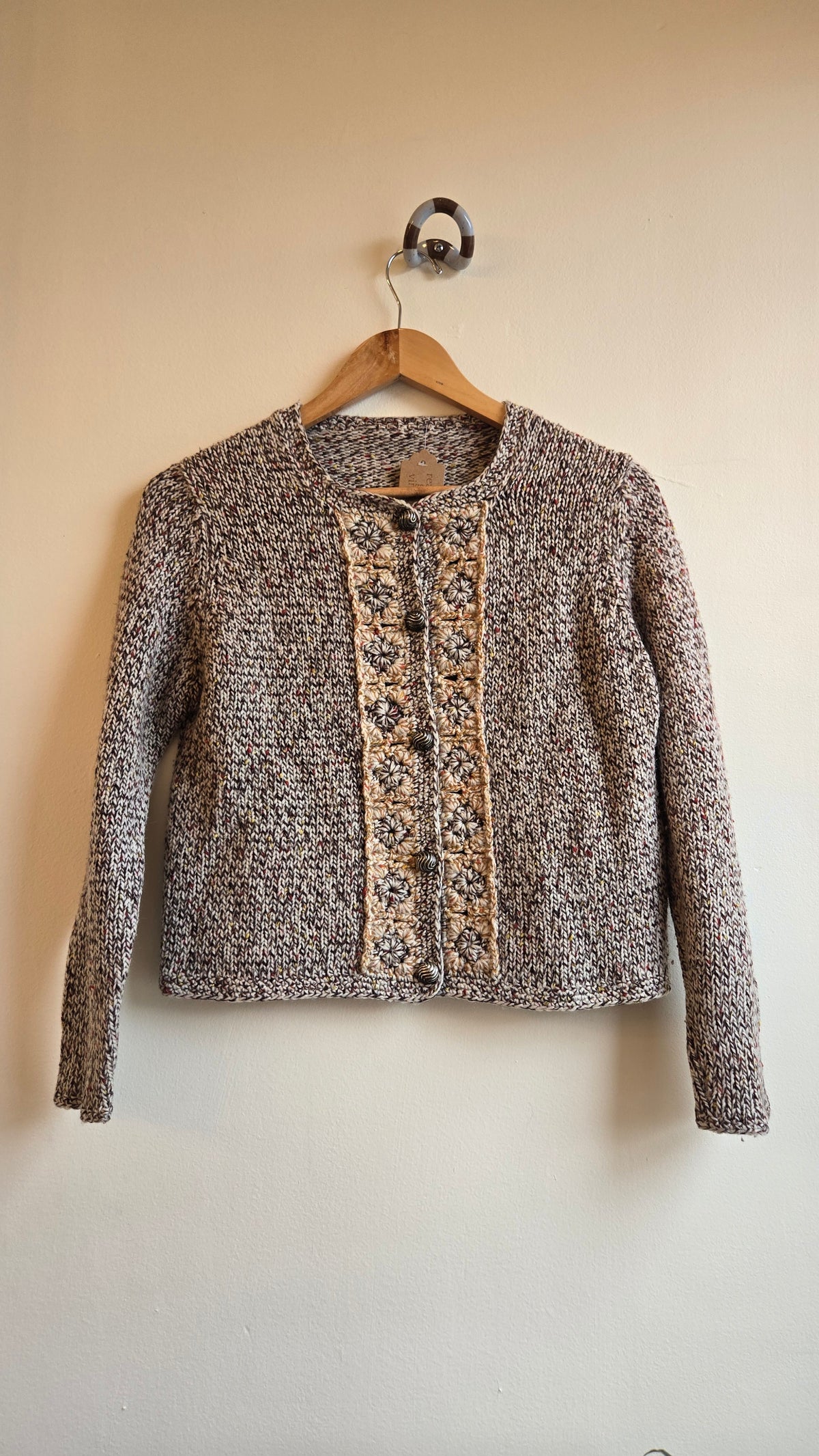 Homemade grandma square trim cardigan