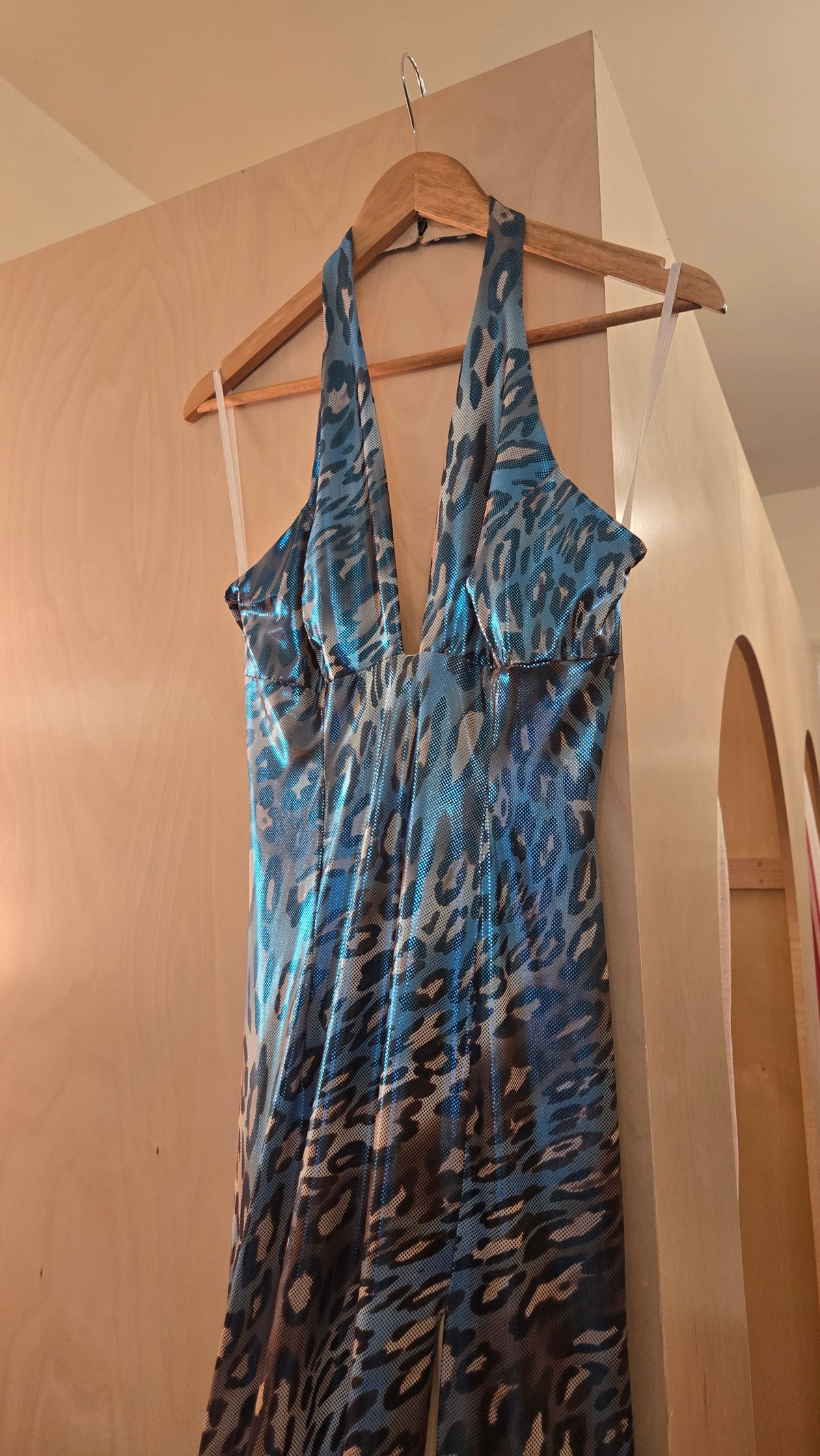 Panoply iridescent leopard halter dress!