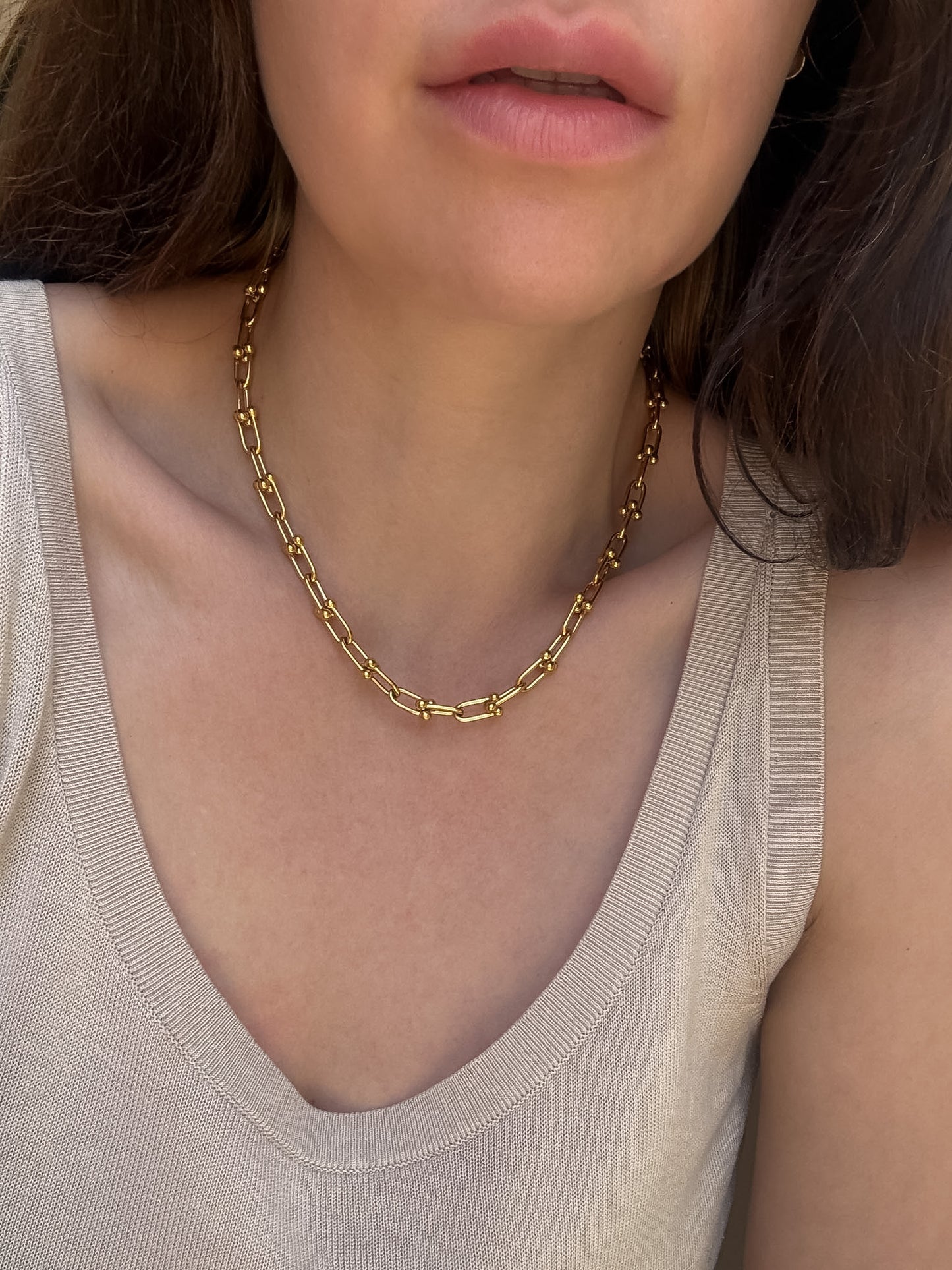 Denise gold U-link necklace