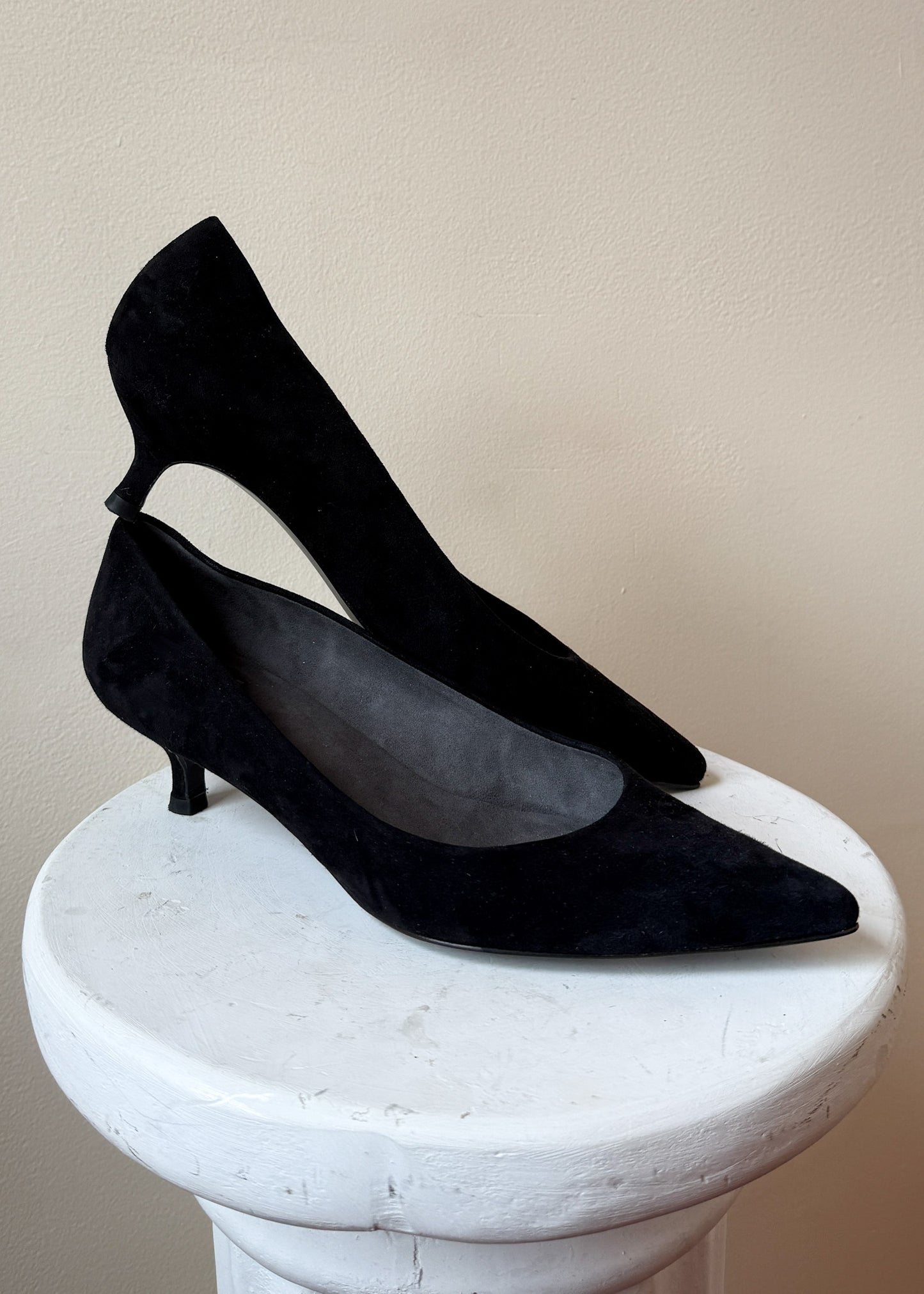 Stuart Weitzman Suede Pointed Kitten Heels
