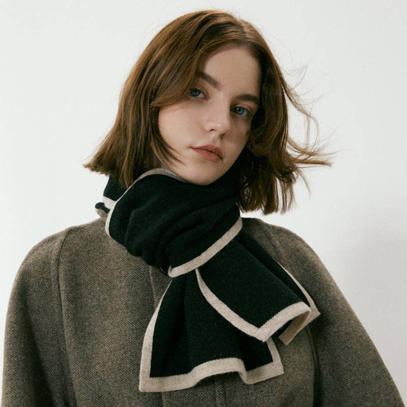 Contrast knit scarf - Black