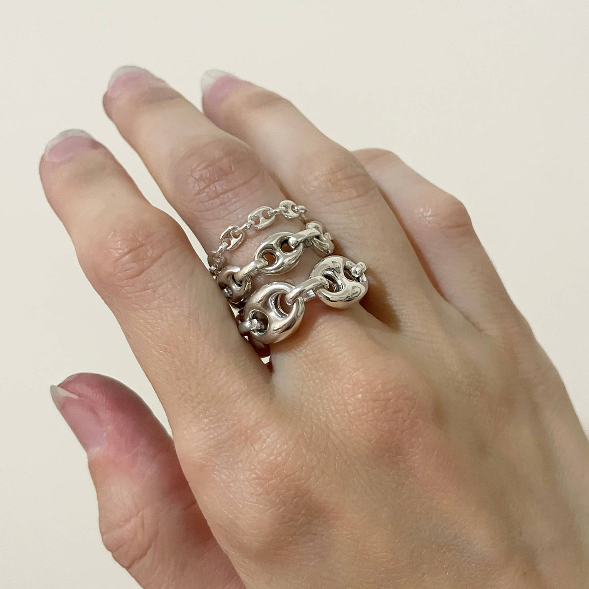 Baby Brizo Chain Ring In Silver: 9.5