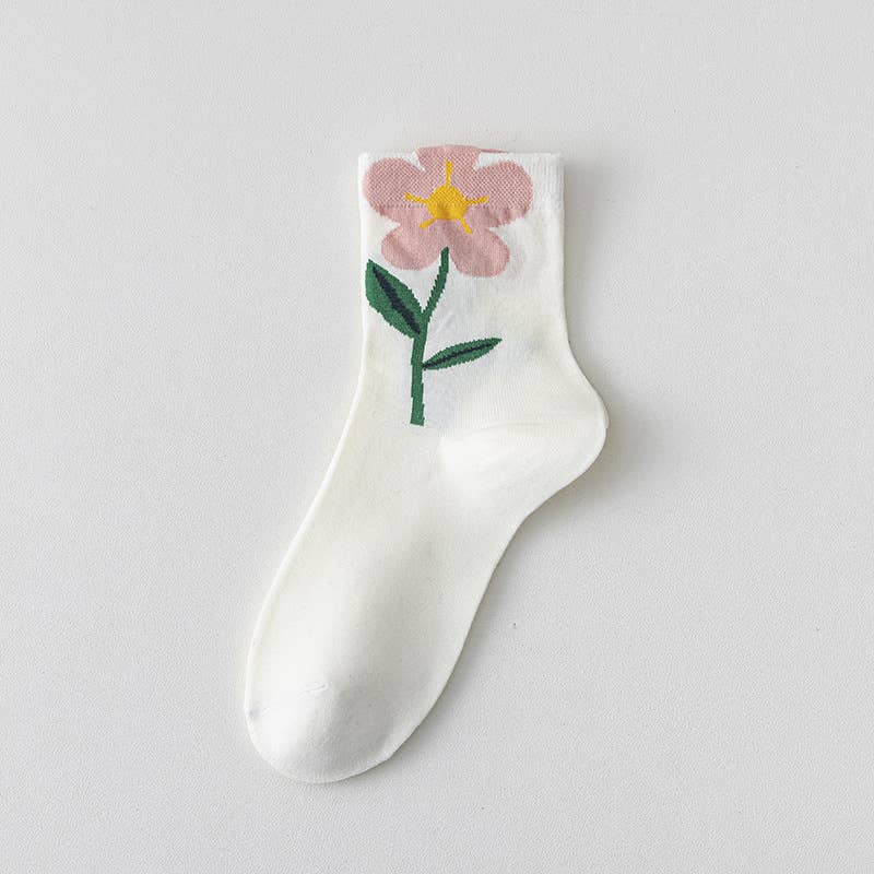 Solid flower-top socks