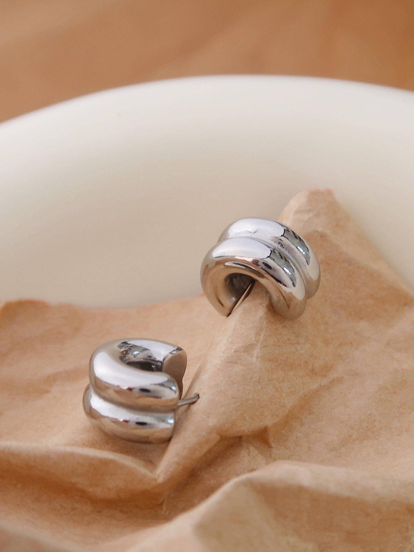 Emma Double Hoop Earring: Silver