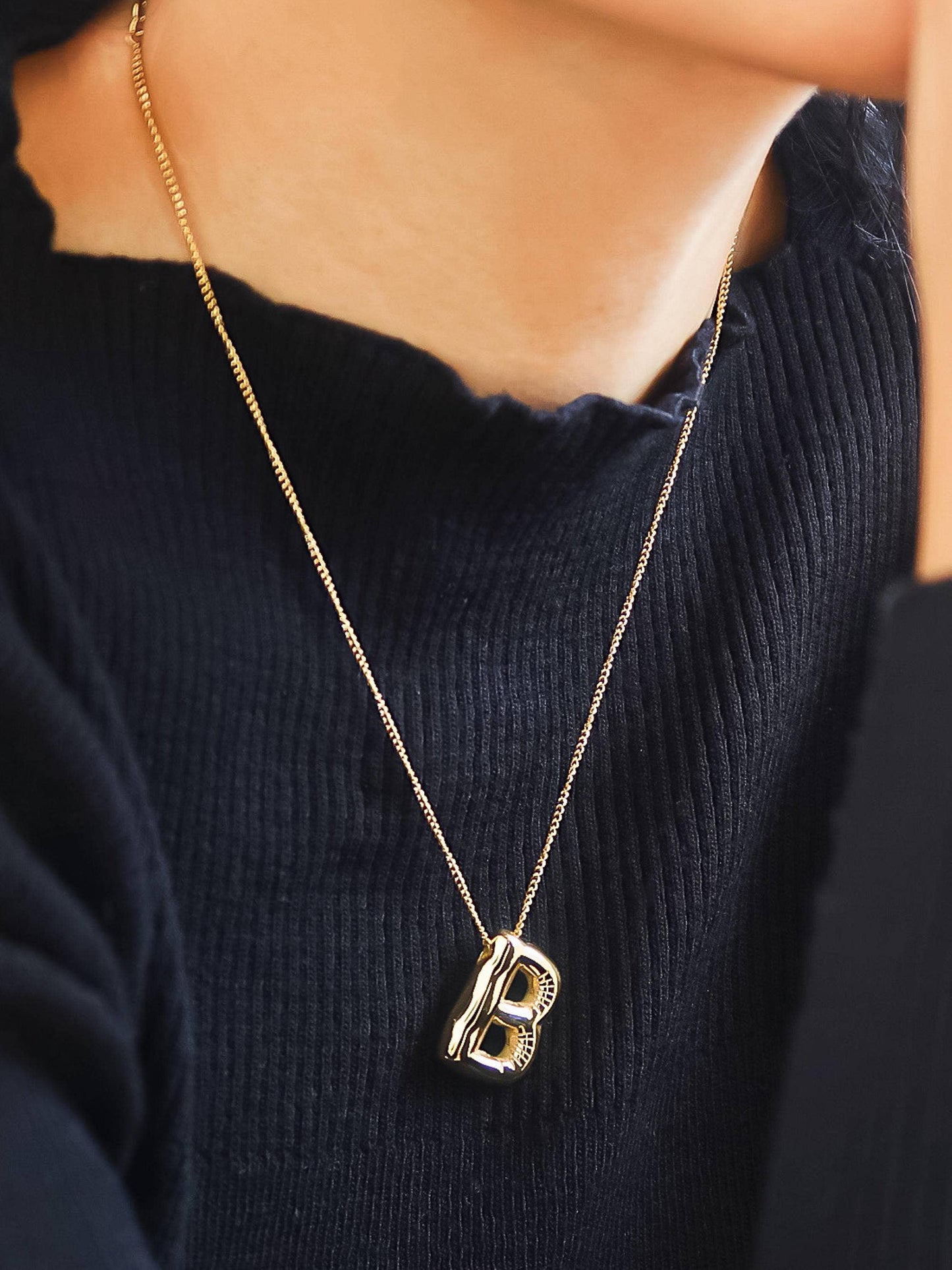Gold Balloon Alphabet Initial Necklace