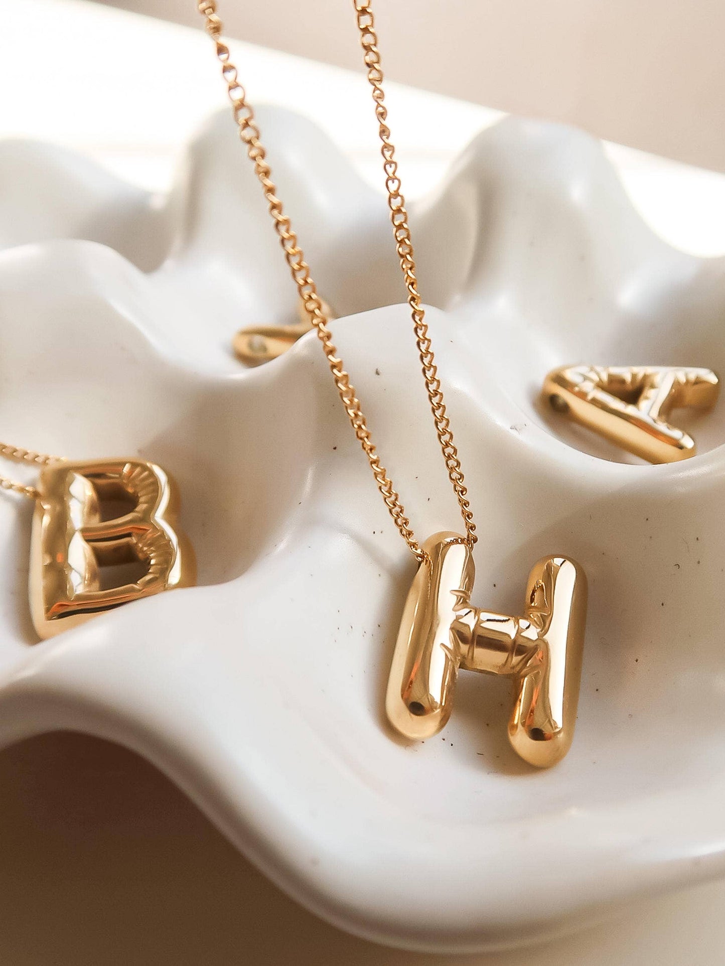 Gold Balloon Alphabet Initial Necklace