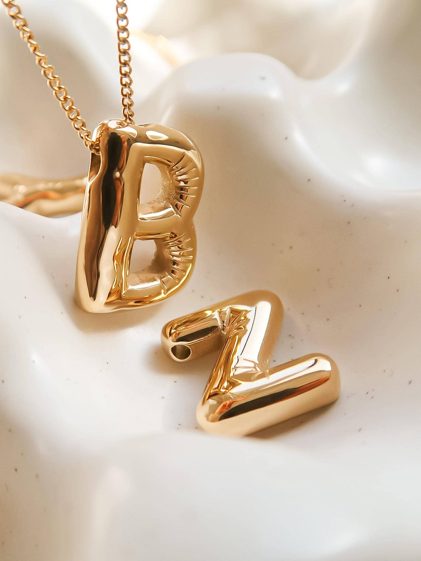 Gold Balloon Alphabet Initial Necklace
