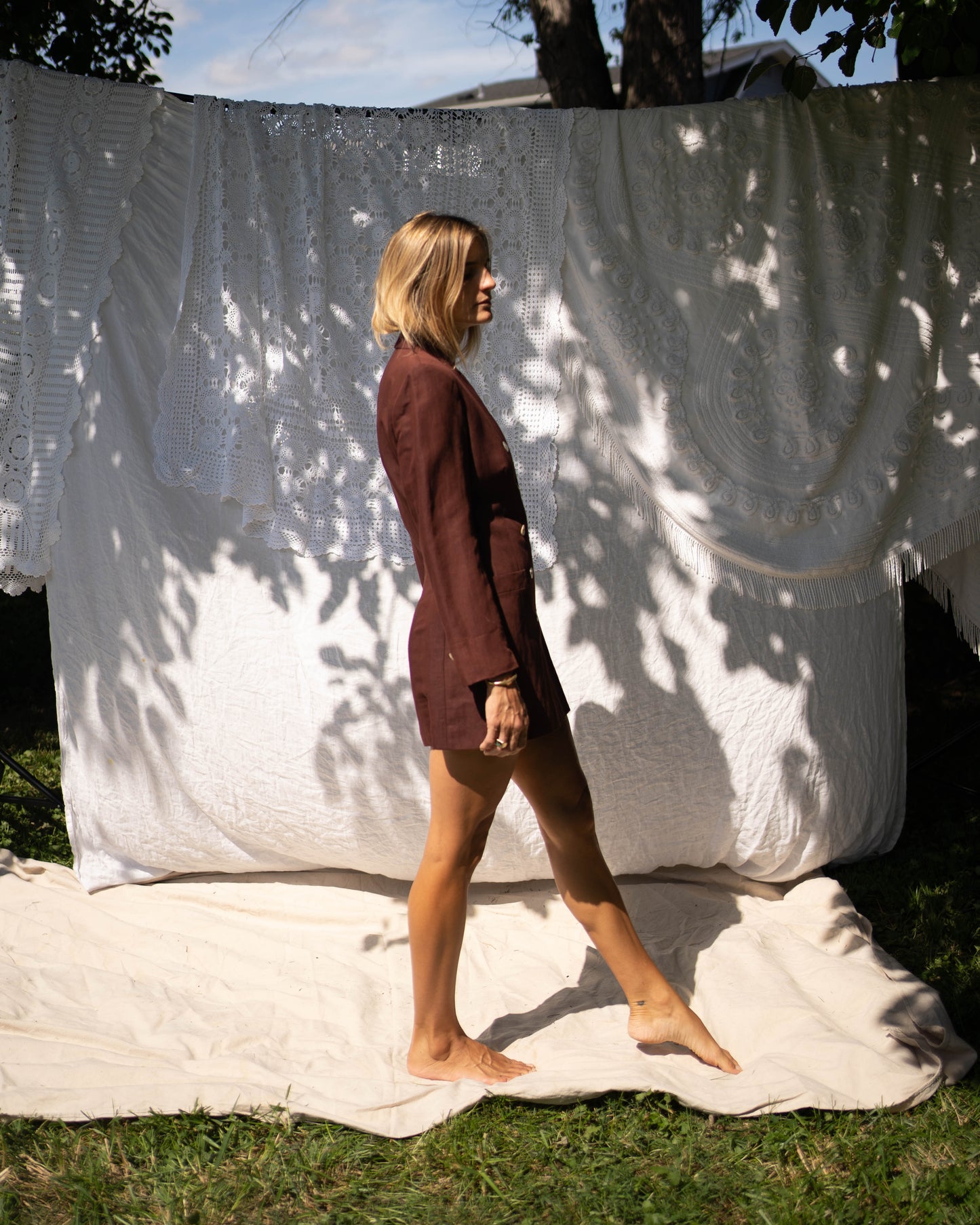 The Limited brown linen blazer/minidress