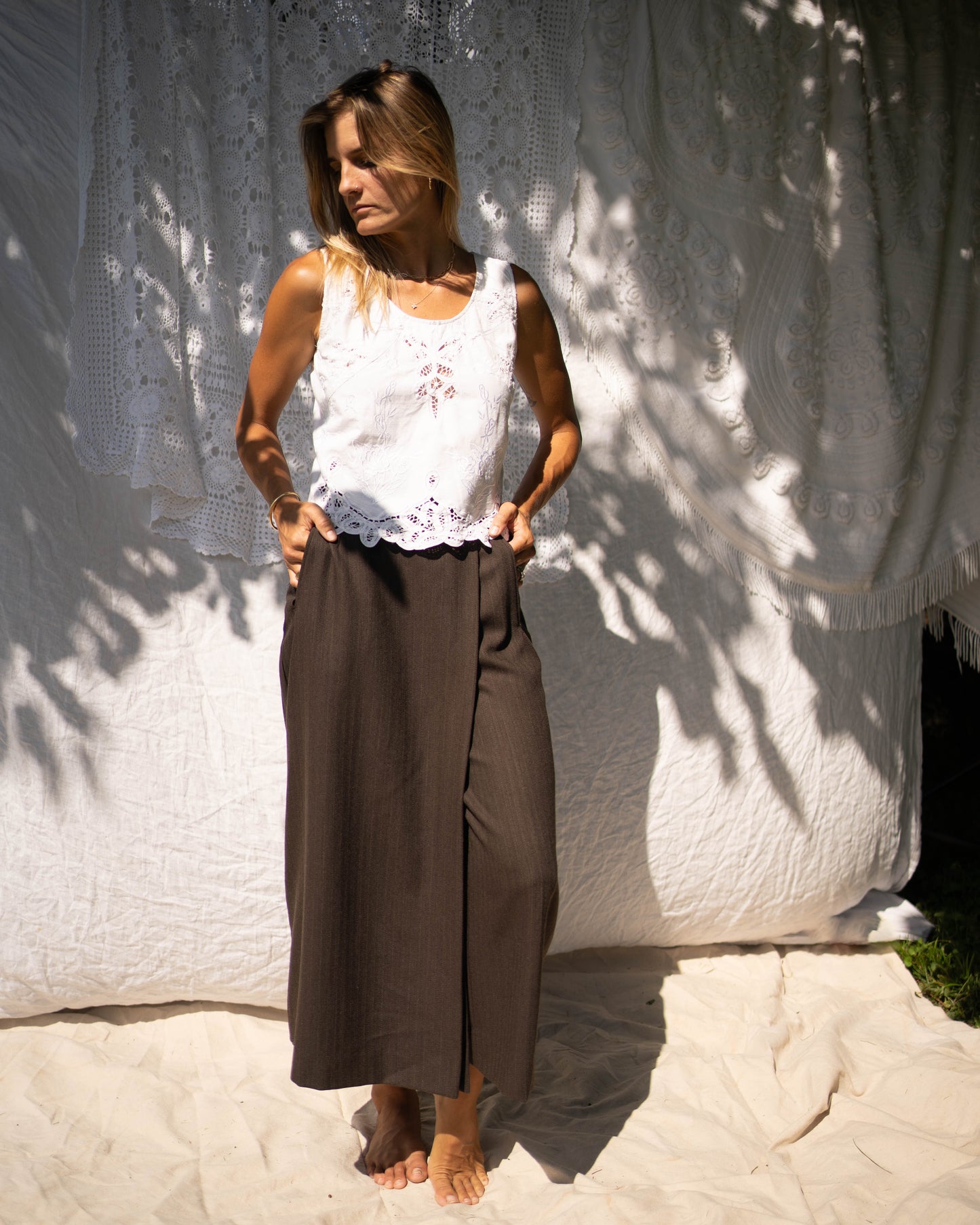 Laura Ashley wool skirt overlay pants