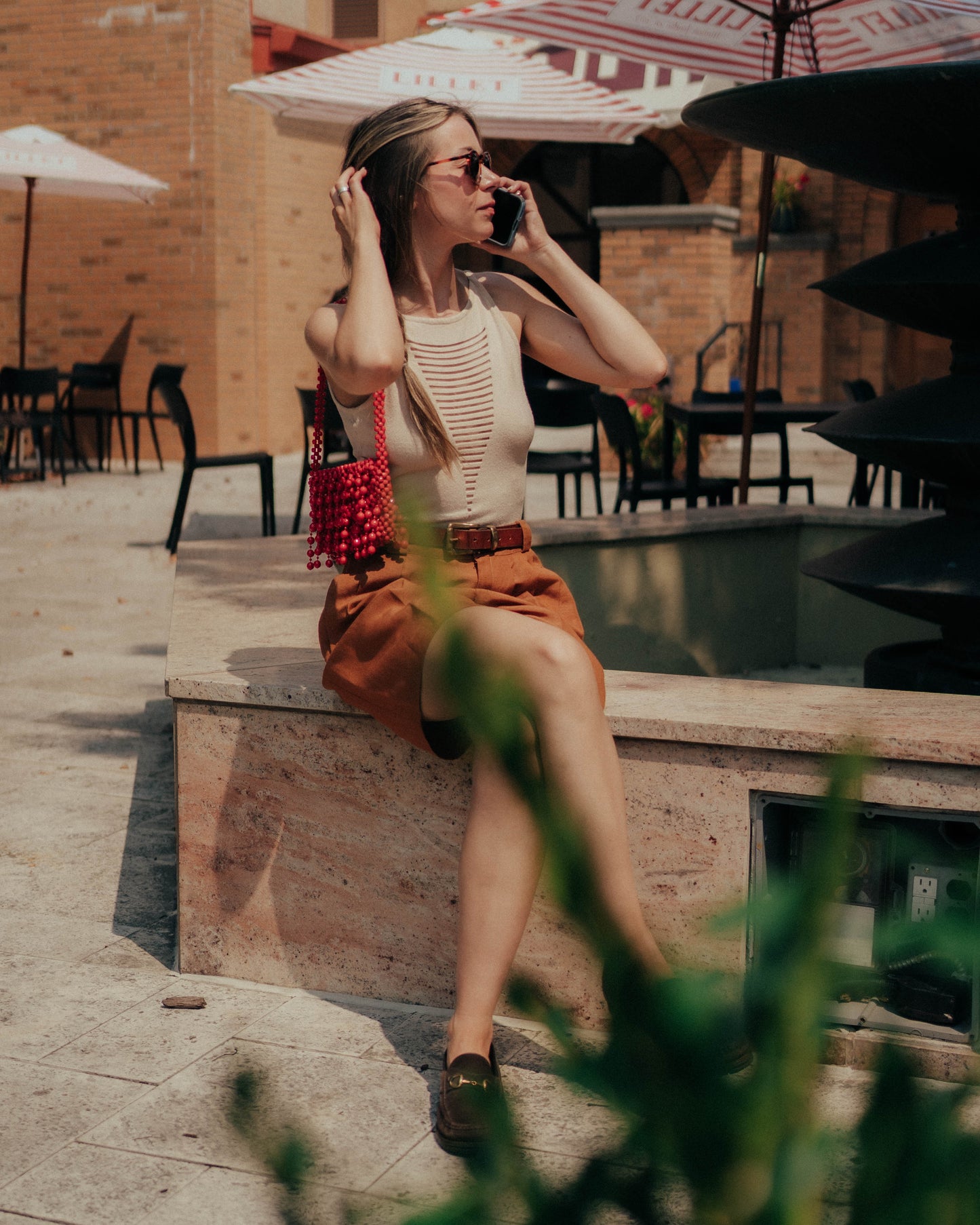 Red fringe beaded bag!