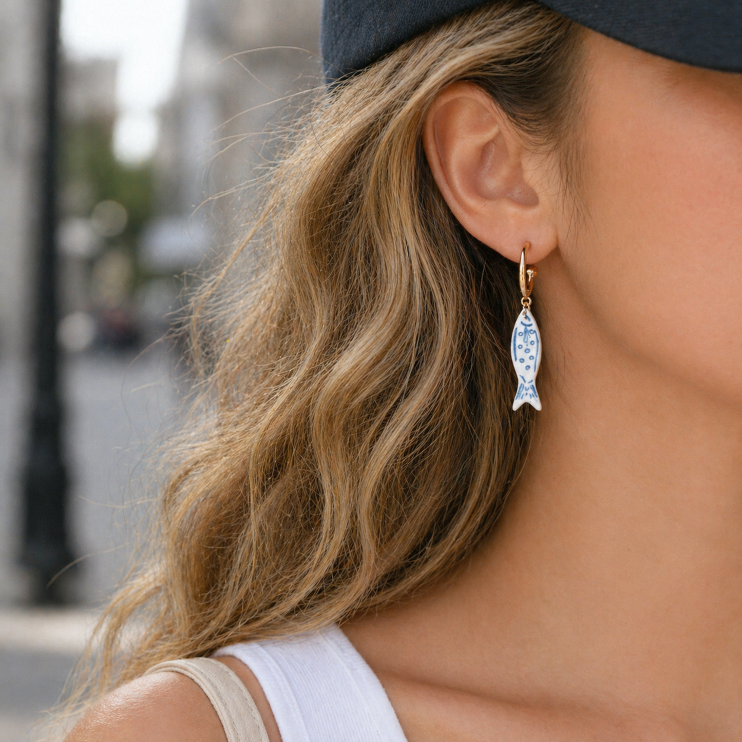 Harbor Blue Fish Dangle Earrings