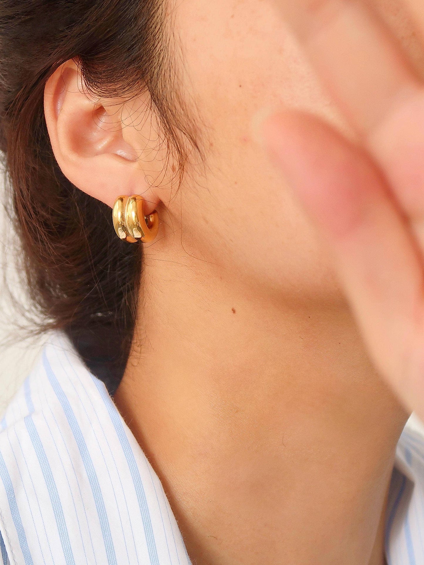 Emma Double Hoop Earring: Silver