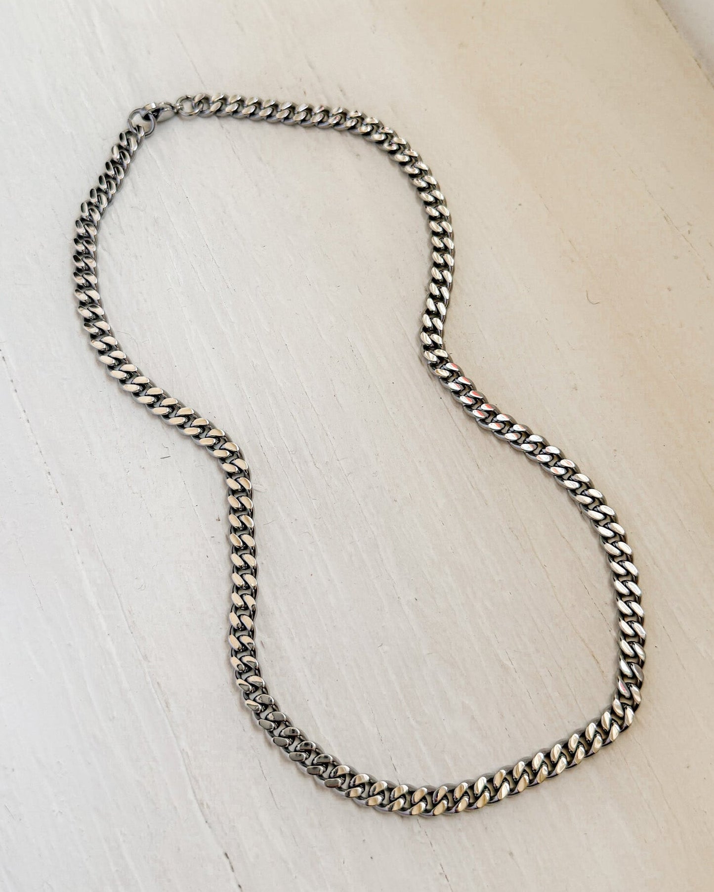 Silver Curb Chain Necklace