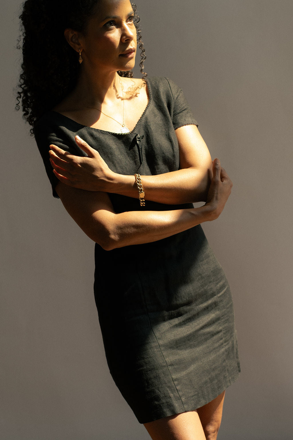Esprit black linen mini dress
