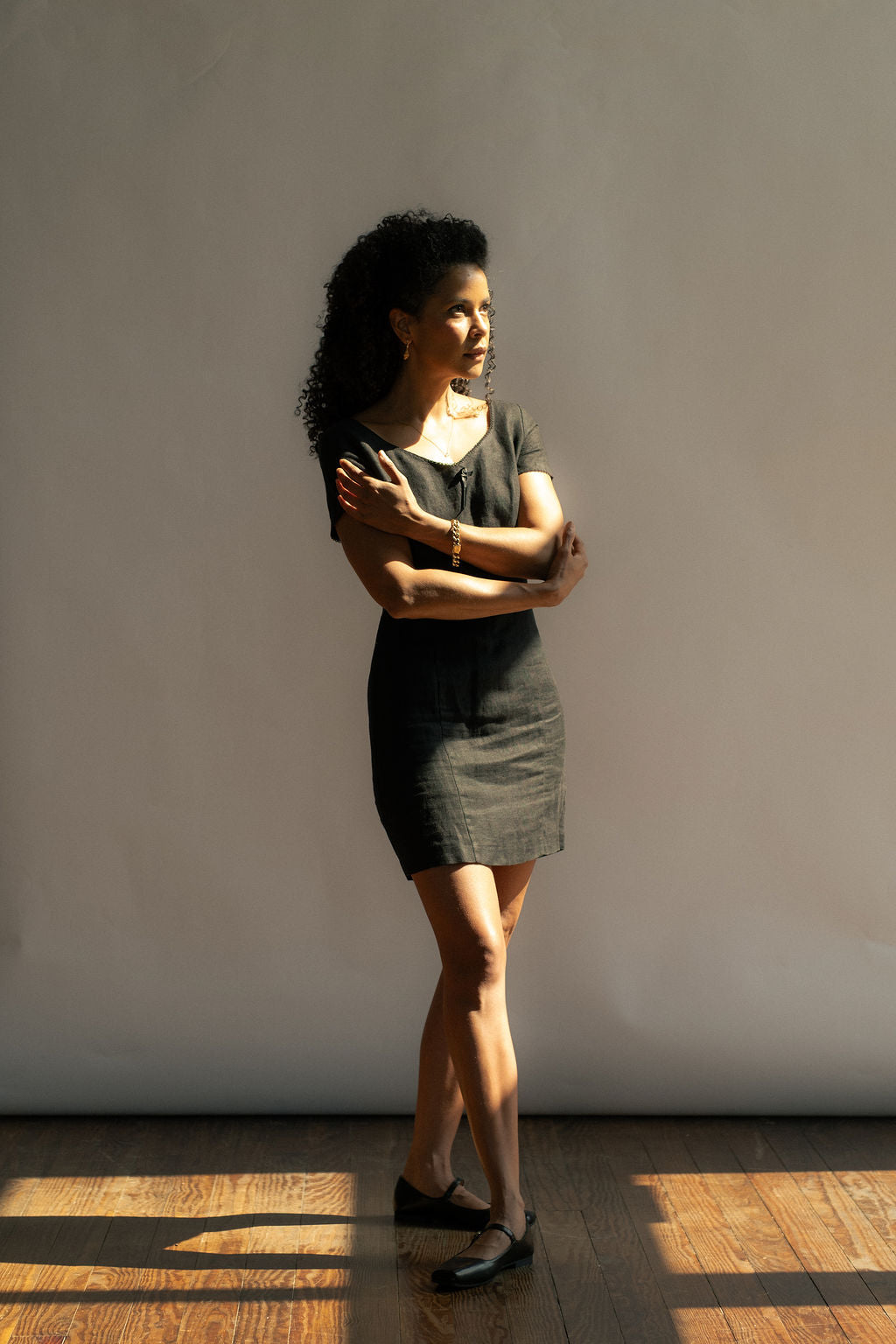 Esprit black linen mini dress