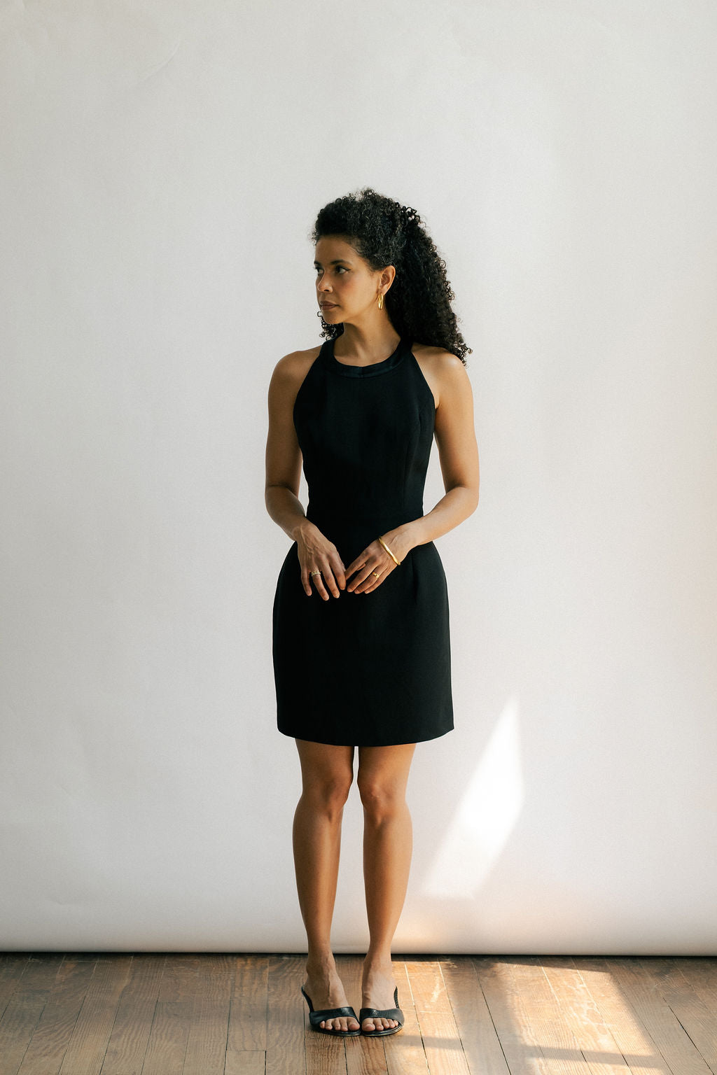 Cache backless black cocktail dress