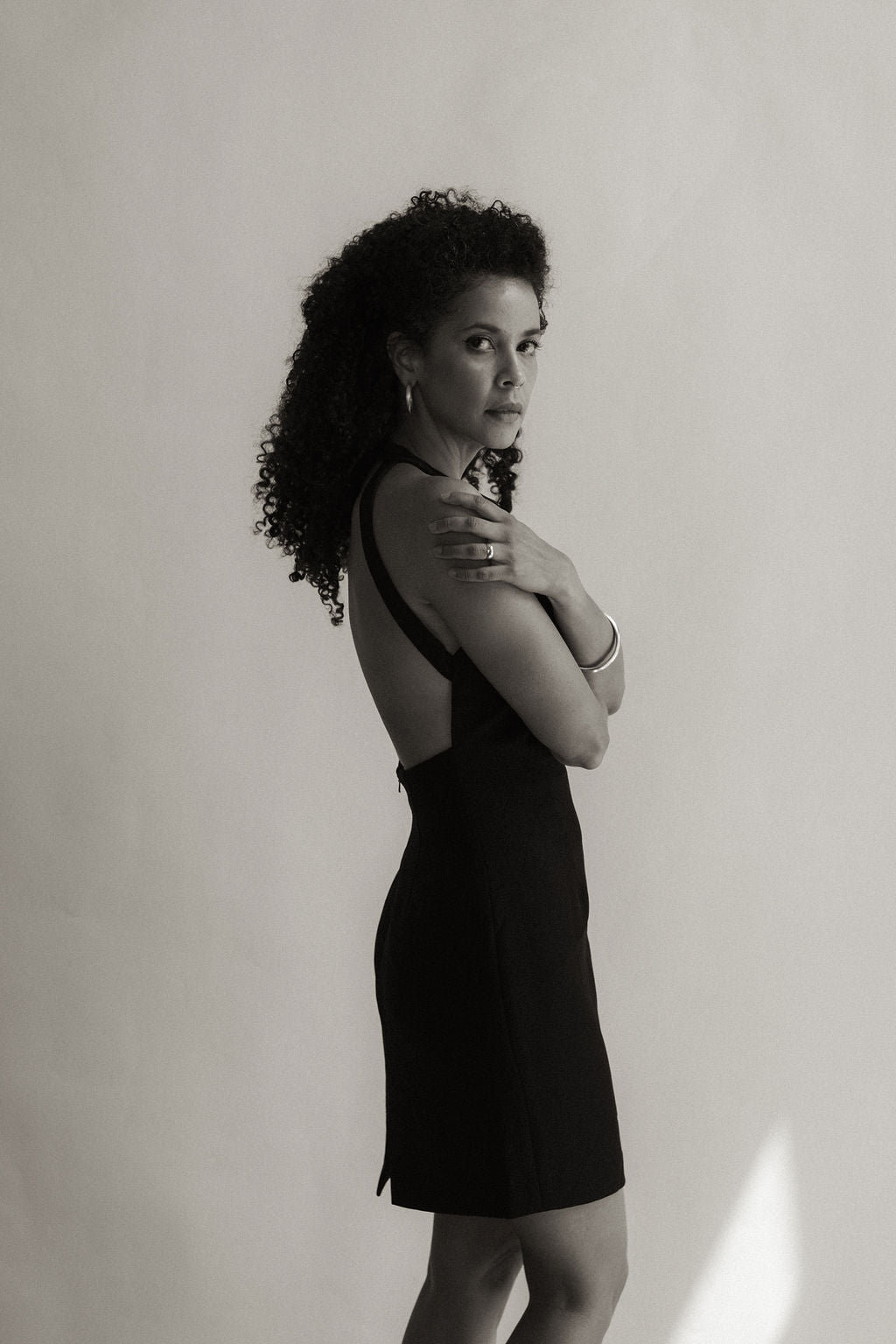 Cache backless black cocktail dress
