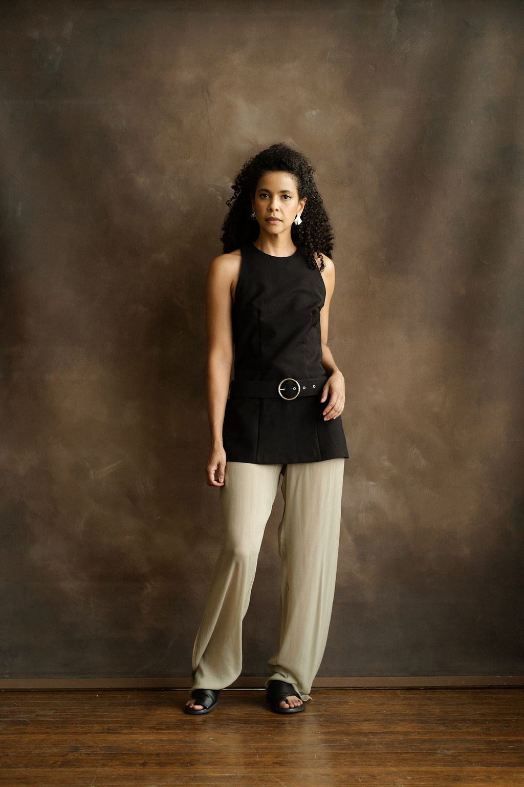 Donna Karan sheer silk taupe pants