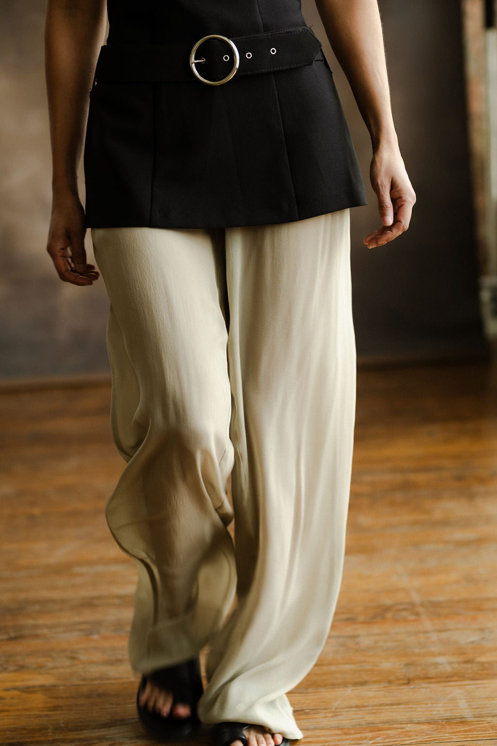 Donna Karan sheer silk taupe pants