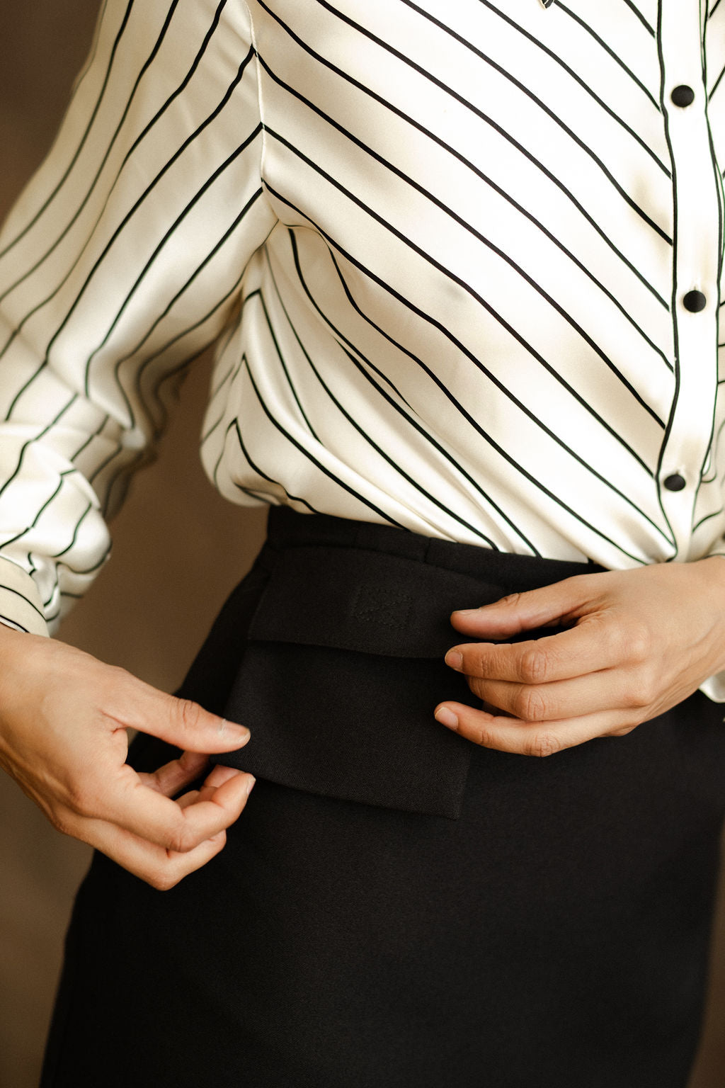 Black miniskirt with attached pouch