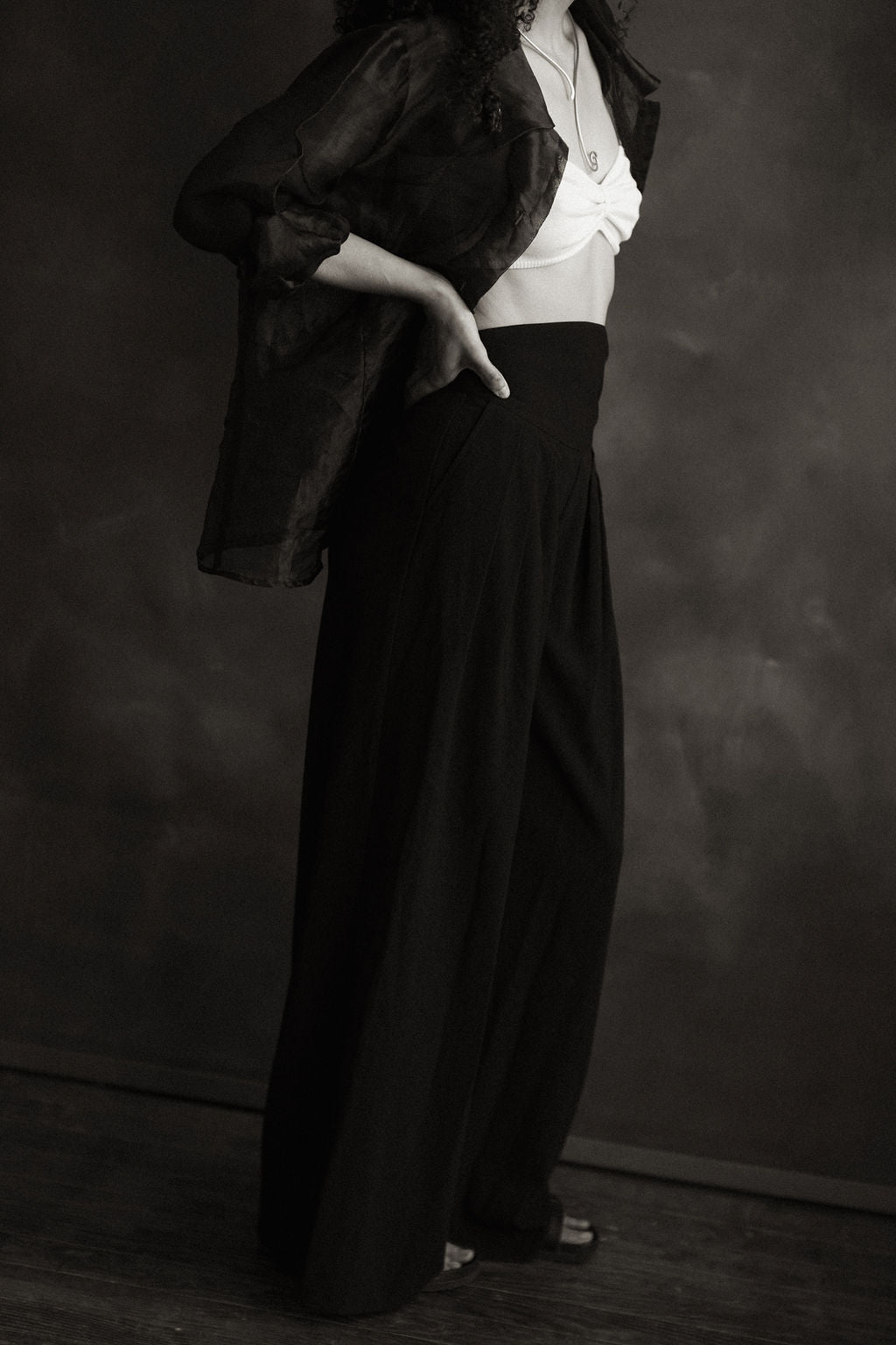 Black sheer sheen blouse