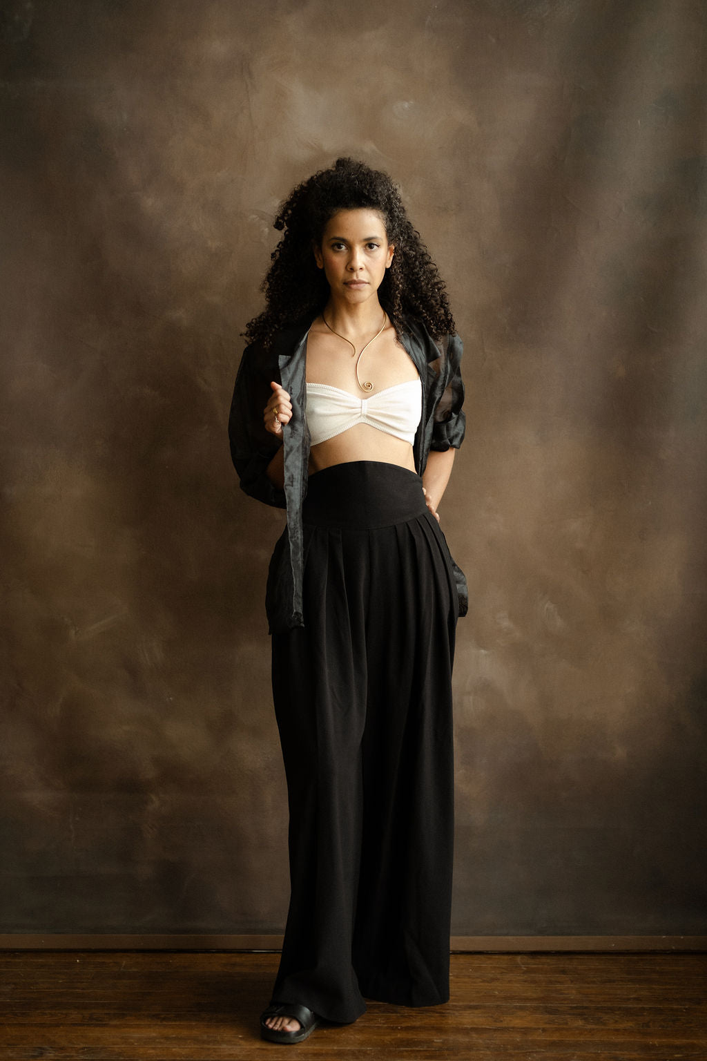 Black sheer sheen blouse
