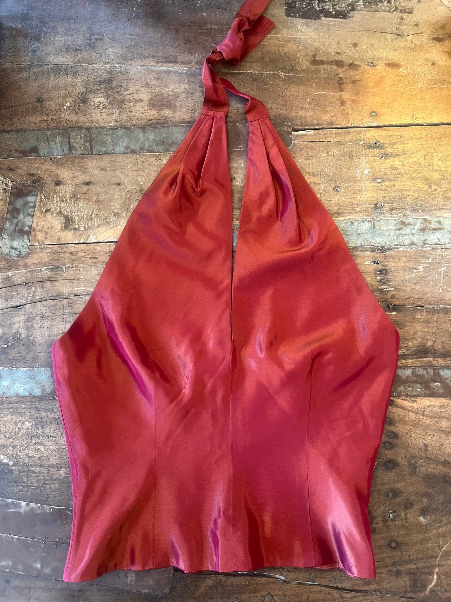 Shelli Segal iridescent taffeta halter
