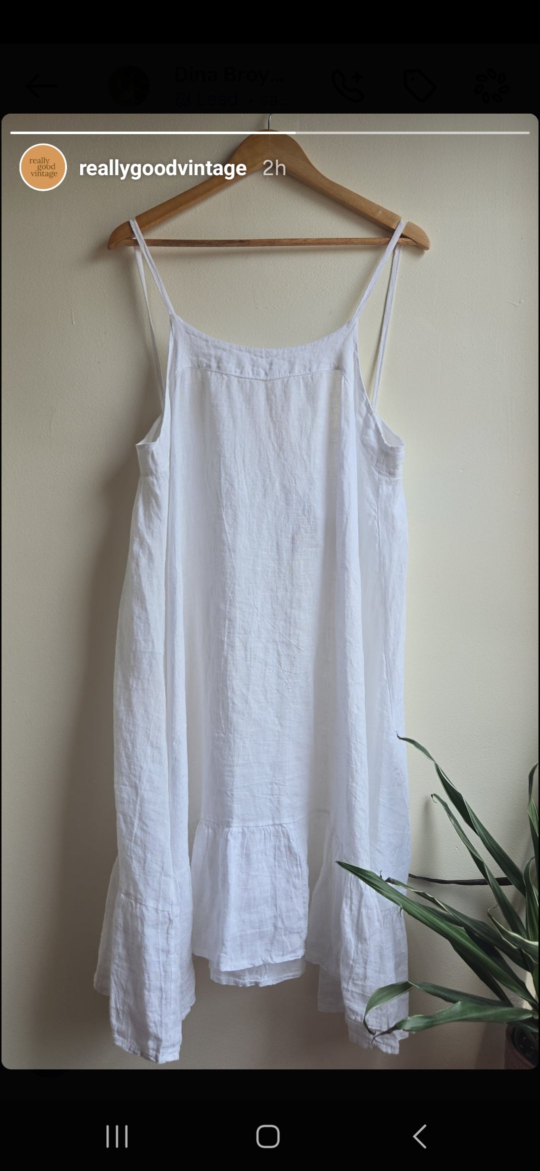 White linen trapeze dress