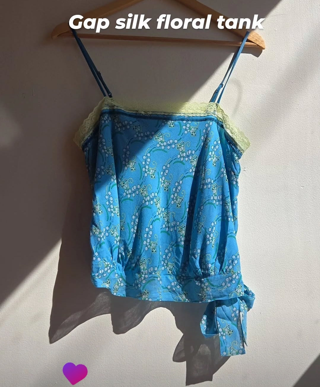 Gap blue silk side tie tank