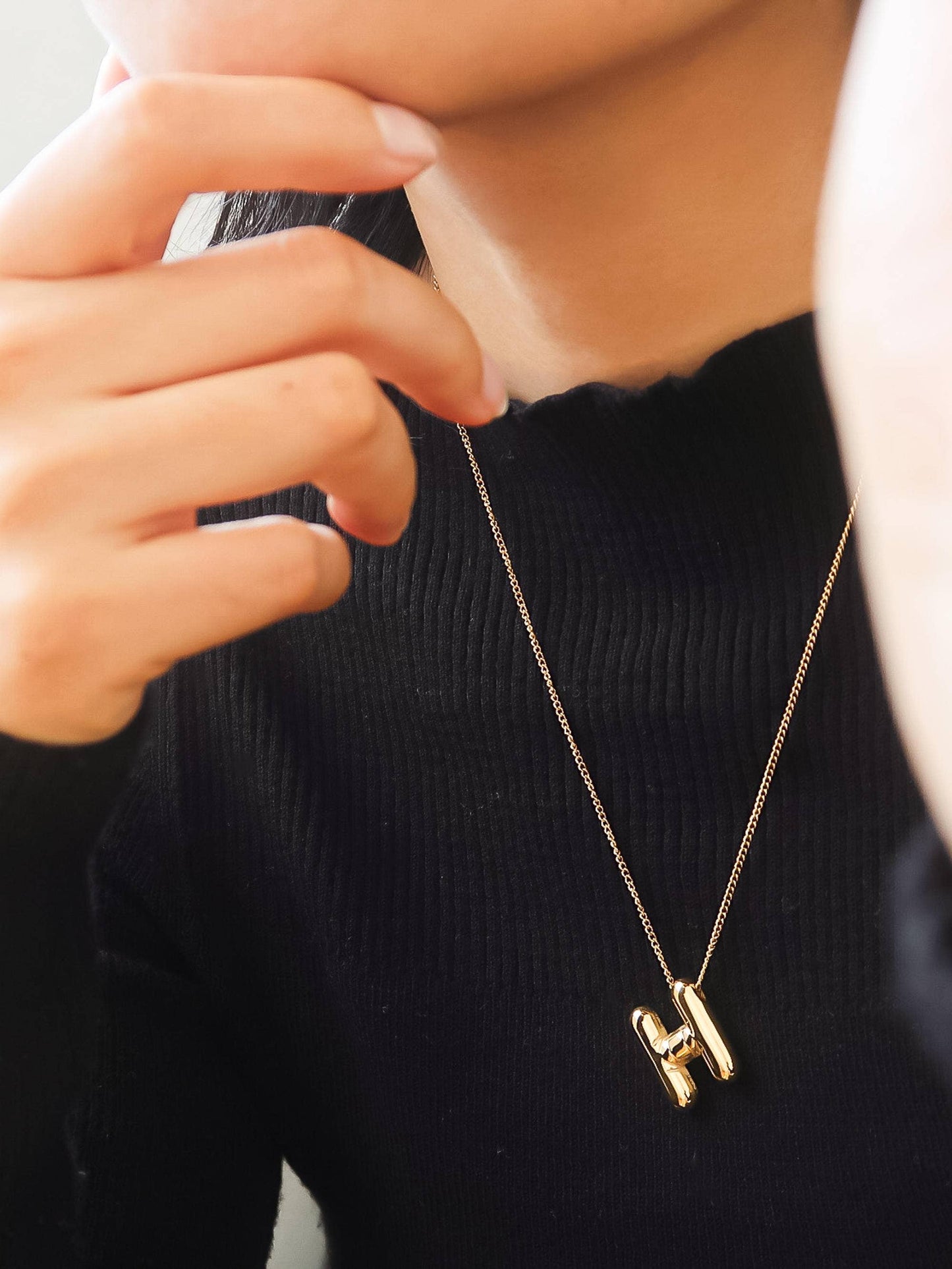 Gold Balloon Alphabet Initial Necklace