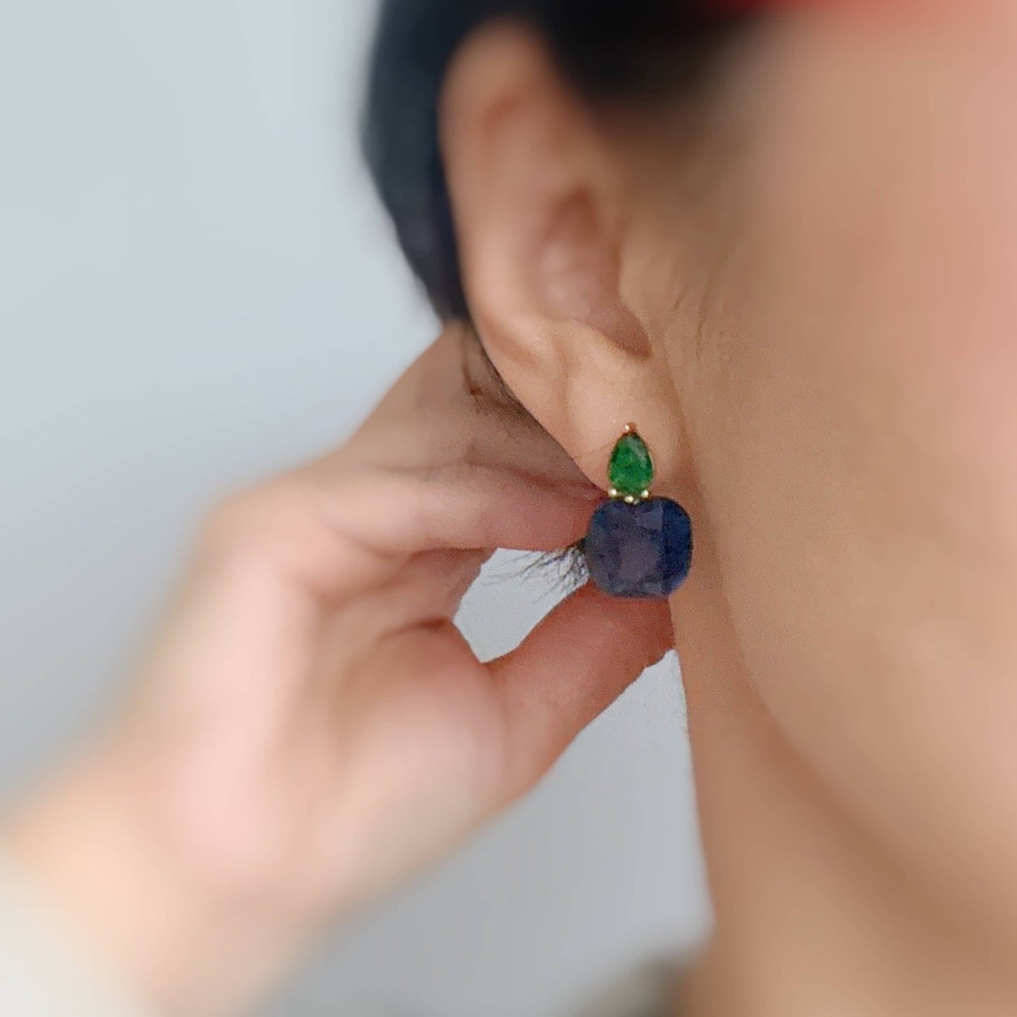 Lustre Duo Drop Earrings: Emerald Ocean