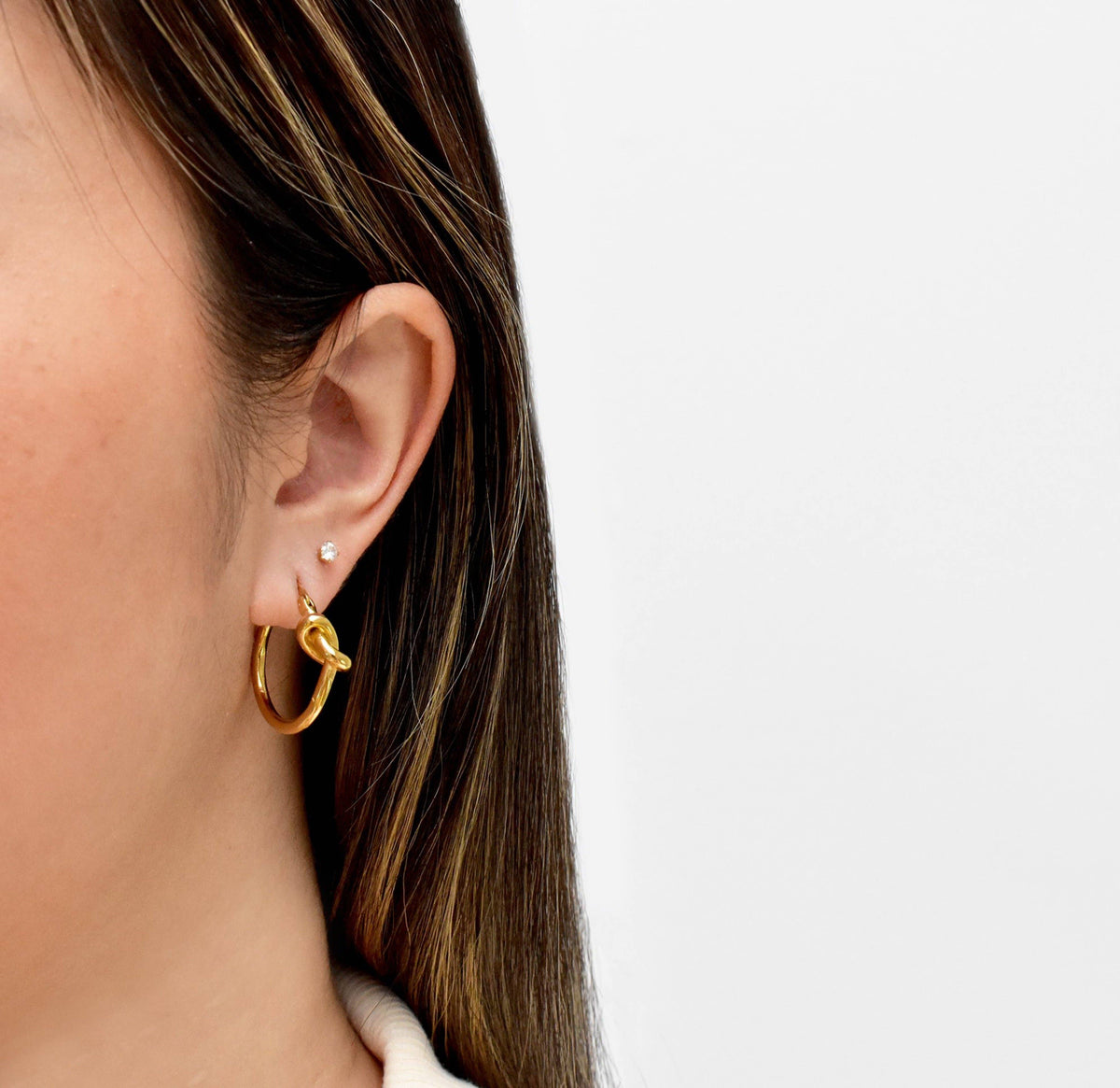 HARPER GOLD KNOT HOOP EARRINGS