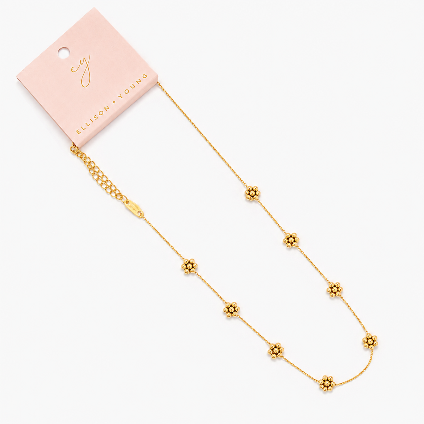 Dainty Golden Bead Flower Necklace