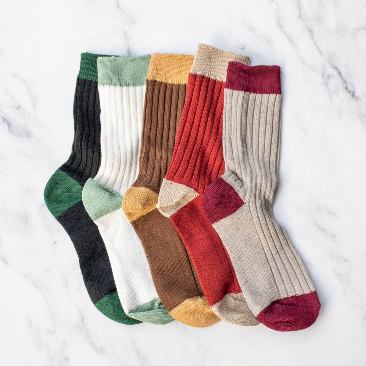 Women's 2 Tone Jacquard Casual Socks: Ivory/Sage