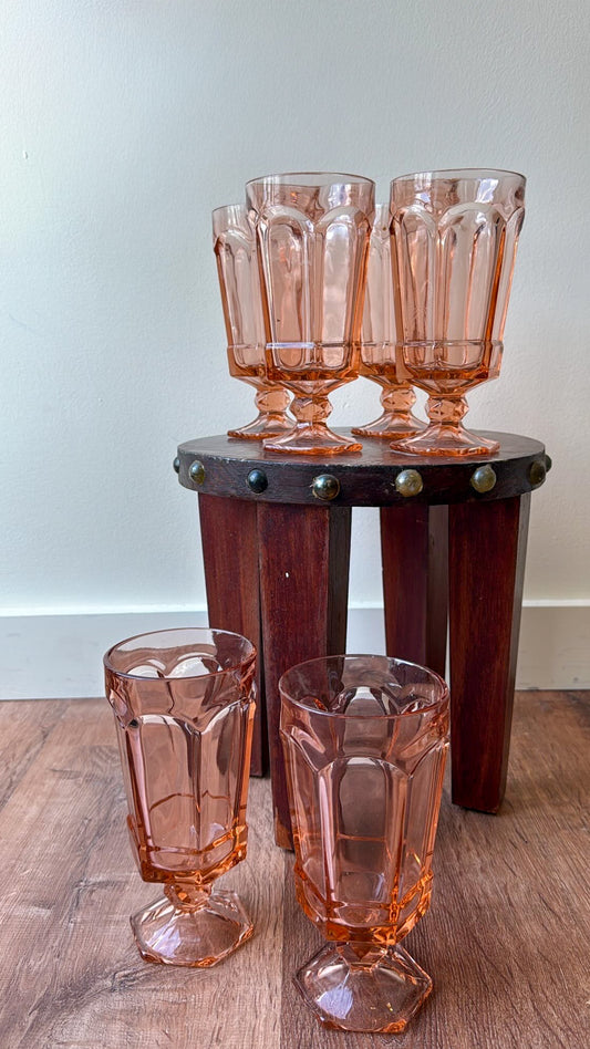 Set of 6 pink goblets