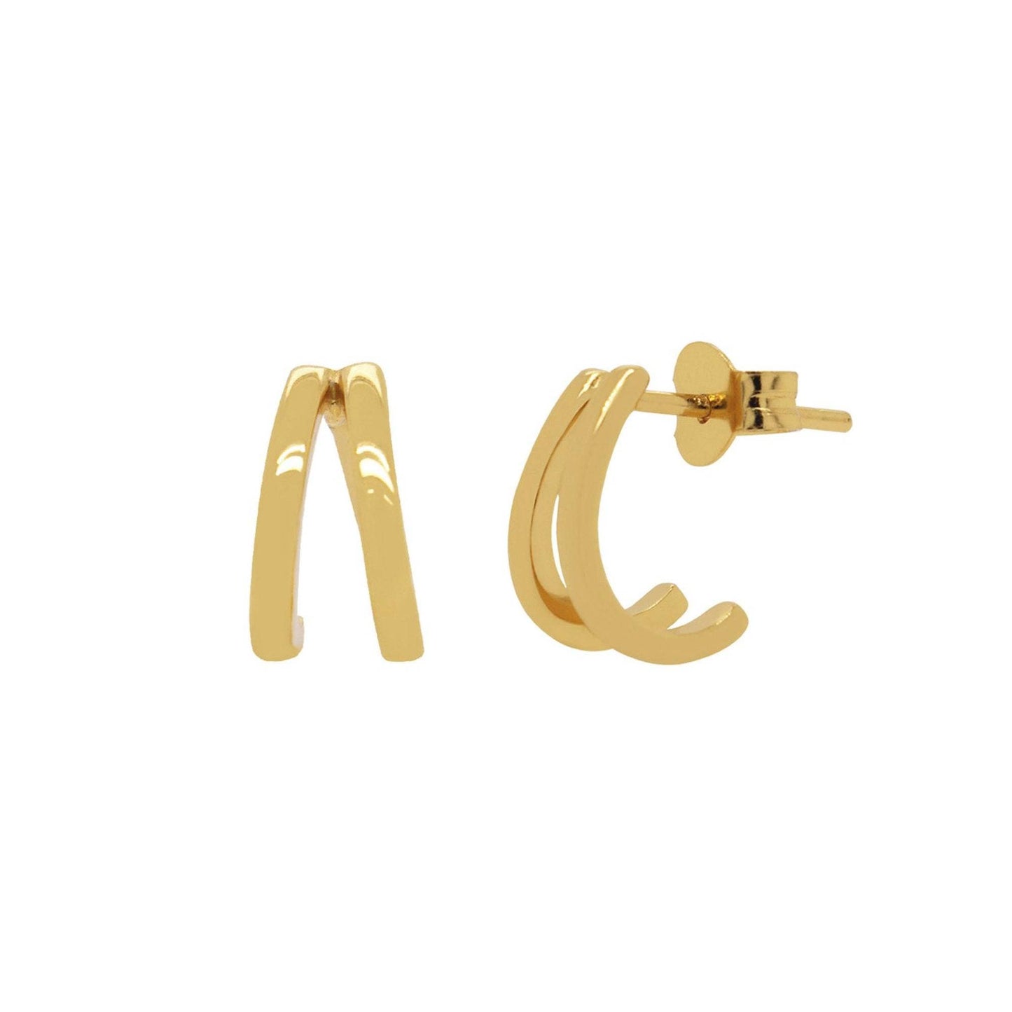 Twin Huggie Post Hoops: Gold Fill