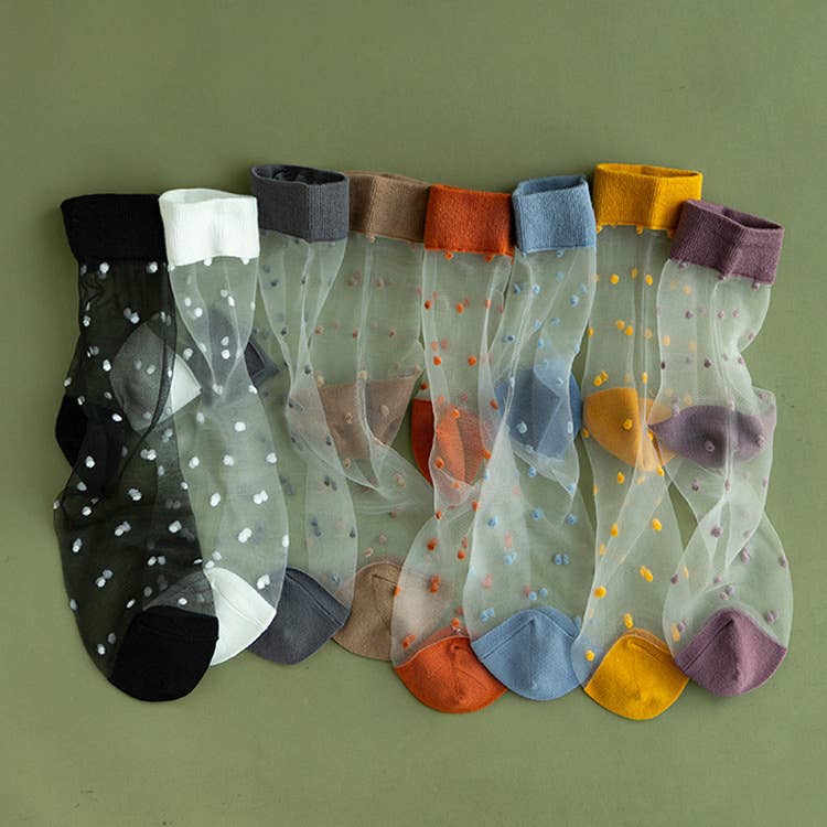 Polka Dots Sheer Mesh Socks
