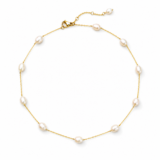 Esther Freshwater Pearl Station Necklace: Cream