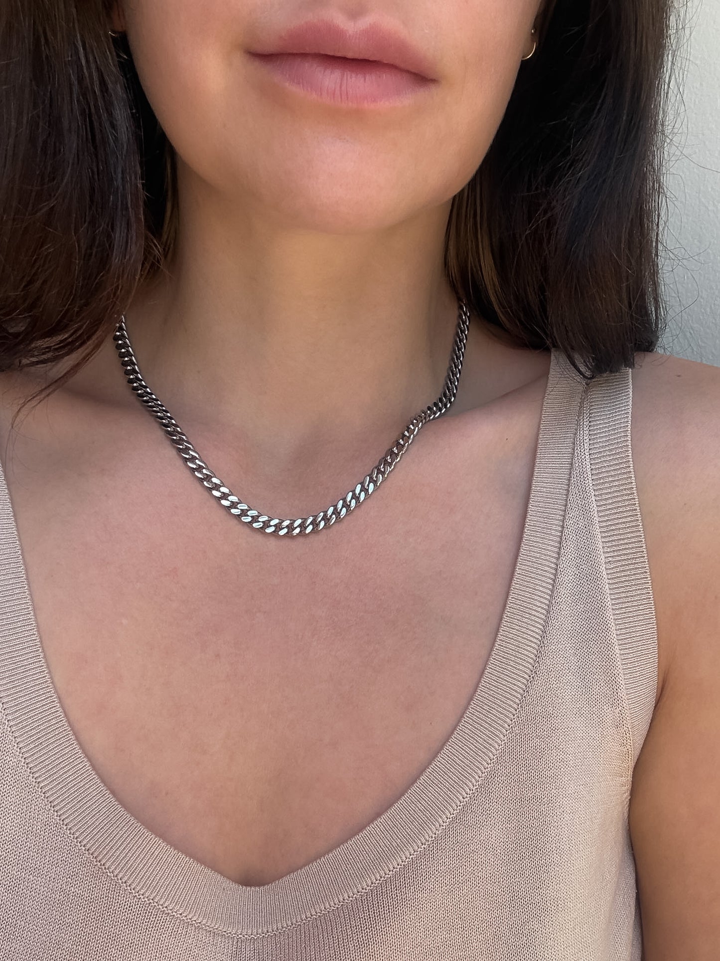 Silver Curb Chain Necklace