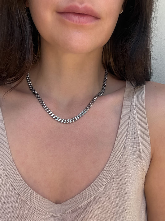 Silver Curb Chain Necklace